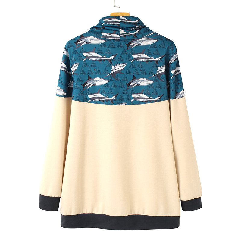 Contrast Patchwork Printed Hoodies